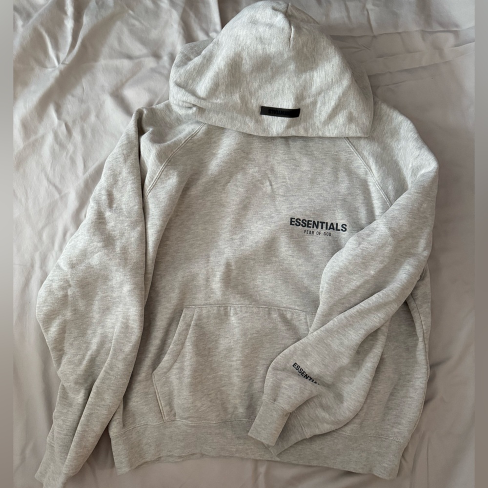 ESSENTIALS Men’s Light Gray Turtleneck Logo Sweater